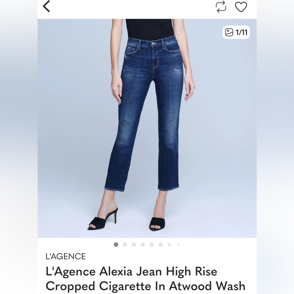 L'AGENCE Women's Dark Blue Cropped Jeans